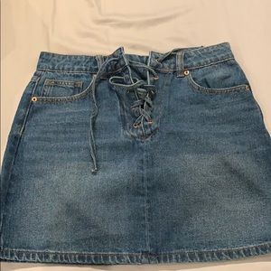 Forever 21 Lace Up Denim Skirt, Sz Small